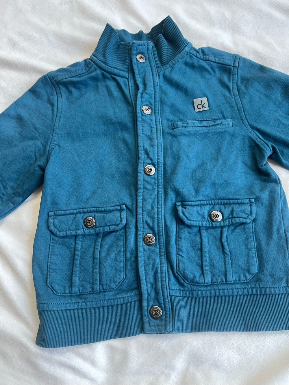 Calvin Klein Jeans Kids Teal Jacket with Front Pockets